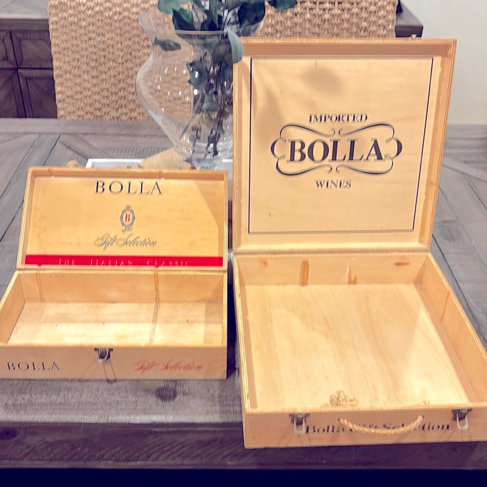 Beautiful Bolla wooden wine boxes